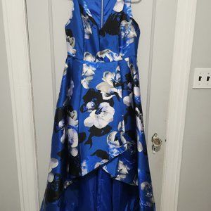 Blue Floral High Low Gown